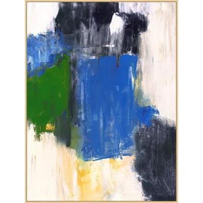Wendover Art Group Suspended Chaos 2 By Lillian August - Floater Frame Painting On Canvas In Blue;black;green;beige