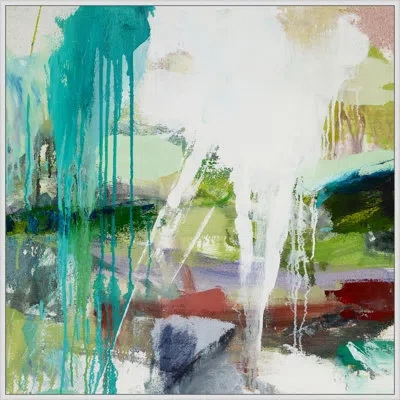 Wendover Art Group Sweeping Green Pastures 2 By Christopher Kennedy - Floater Frame Painting On Canvas In White;green;gray;red