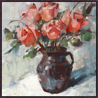 Wendover Art Group Sweet Moment - Floater Frame Painting On Canvas In Brown;gray;red