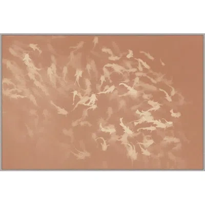 Wendover Art Group Swimming In Blush 1 By Thom Filicia - Floater Frame Painting On Canvas In Ivory;tan
