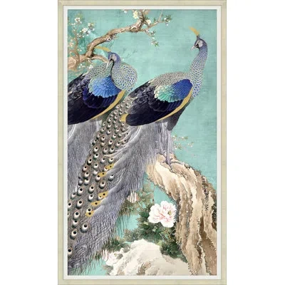 Wendover Art Group Teal Peacock - Picture Frame Painting On Paper In Brown;gray;teal