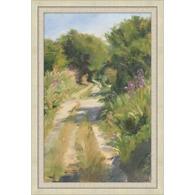 Wendover Art Group Tennis Court Path - Picture Frame Painting On Paper In Brown;green