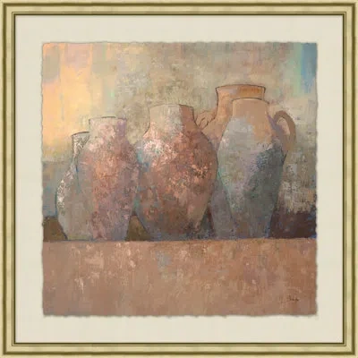 Wendover Art Group Terracotta Vessels 2 - Picture Frame Painting On Paper In Blue;brown