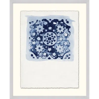 Wendover Art Group Textile Stamp 4 - Picture Frame Painting On Paper In Blue;white