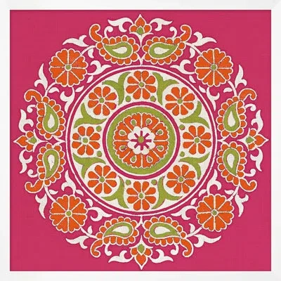 Wendover Art Group Textured Sari 1 - Picture Frame Graphic Art On Paper In Green;pink;orange