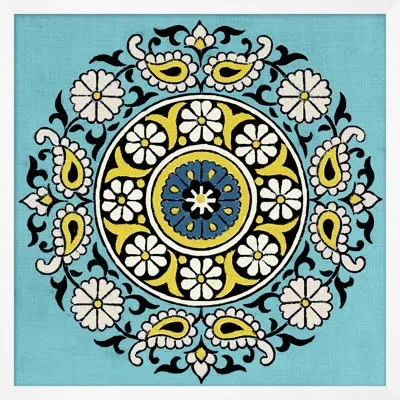 Wendover Art Group Textured Sari 3 - Picture Frame Graphic Art On Paper In Blue;black;yellow