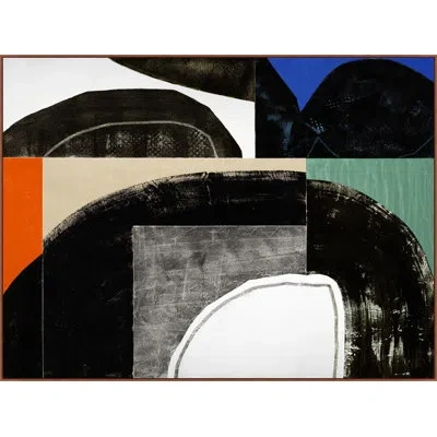Wendover Art Group Textured Shapes By Mat Sanders - Floater Frame Print On Canvas In Black,green,white
