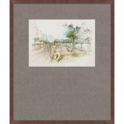 Wendover Art Group The Arhitects View 6 - Picture Frame Painting On Paper In Blue;green;beige
