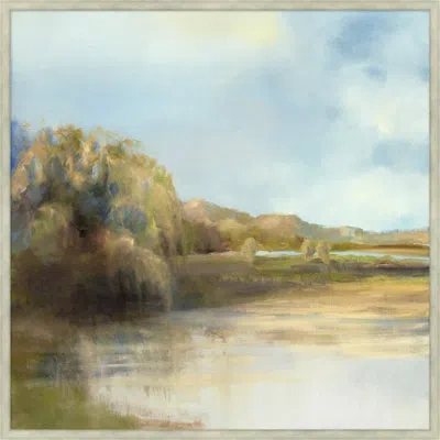Wendover Art Group The End Of The Pond - Floater Frame Painting On Canvas In Blue;brown;green