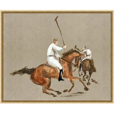 Wendover Art Group The Polo Match 1 By Lillian August - Picture Frame Painting On Fabric In Brown;white;gray