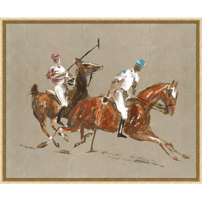 Wendover Art Group The Polo Match 2 By Lillian August - Picture Frame Painting On Fabric In Brown;white;gray