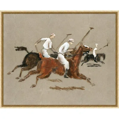 Wendover Art Group The Polo Match 3 By Lillian August - Picture Frame Painting On Fabric In Brown;white;gray