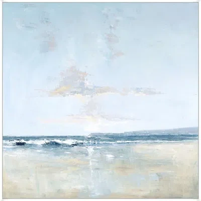 Wendover Art Group The Shore At Low Tide - Floater Frame Print On Canvas In Blue,beige,gray