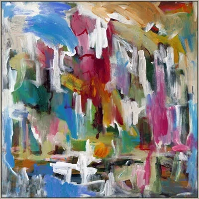 Wendover Art Group The Unexpected By Christopher Kennedy - Floater Frame Painting On Canvas In Blue;white;red;yellow