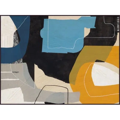 Wendover Art Group Through Line By Christopher Kennedy - Floater Frame Print On Canvas In Orange,blue,black,gray