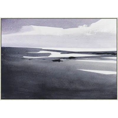 Wendover Art Group Tidal Shores By Thom Filicia - Floater Frame Painting On Canvas In Blue;white