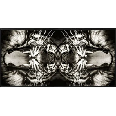 Wendover Art Group " Tiger Mirror Panel 1 " In Black,white,gray