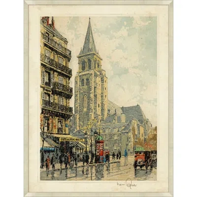 Wendover Art Group Tinted Paris 1 - Picture Frame Painting On Paper In Blue;black;white;yellow