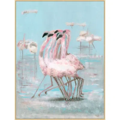 Wendover Art Group Together We Go - Floater Frame Print On Canvas In Blue,white,pink