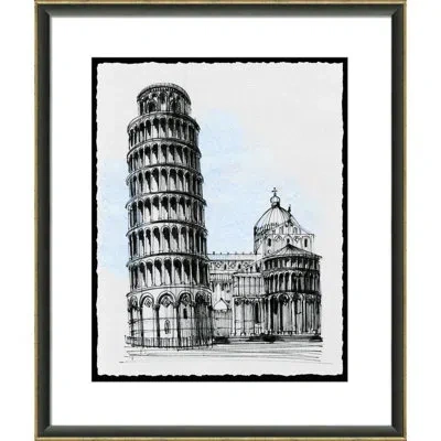 Wendover Art Group Tower Of Pisa - Picture Frame Drawing Print On Paper In Gray