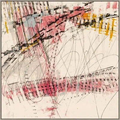 Wendover Art Group Tracings Vi By Christopher Kennedy - Floater Frame Painting On Canvas In Black;beige;pink