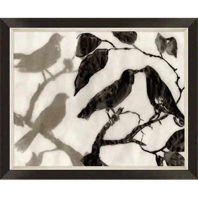 Wendover Art Group Transparent Bird And Branch 2 - Picture Frame Painting On Paper In Black;gray