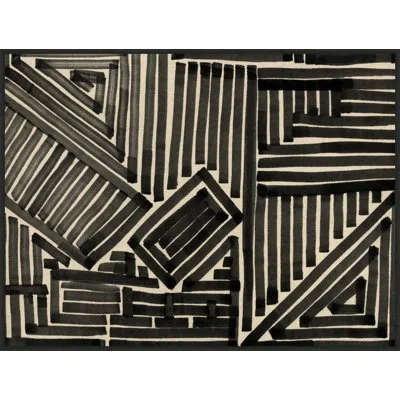 Wendover Art Group Transparent Grid 2 By Thom Filicia - Floater Frame Graphic Art On Canvas In Black;beige