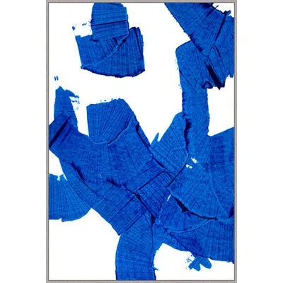 Wendover Art Group Traveling Strokes 2 By Thom Filicia - Floater Frame Painting On Canvas In Blue;white