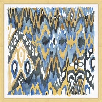Wendover Art Group Tribal Ikat 1 - Picture Frame Painting On Paper In Blue;black;white;yellow