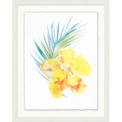 Wendover Art Group Tropical Flowers 1 - Painting On Paper In Blue;green;yellow