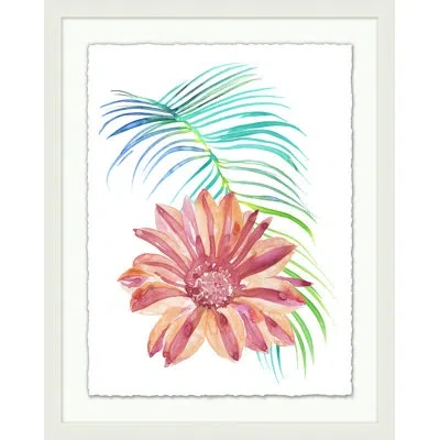 Wendover Art Group Tropical Flowers 3 - Painting On Paper In Blue;green;pink;orange