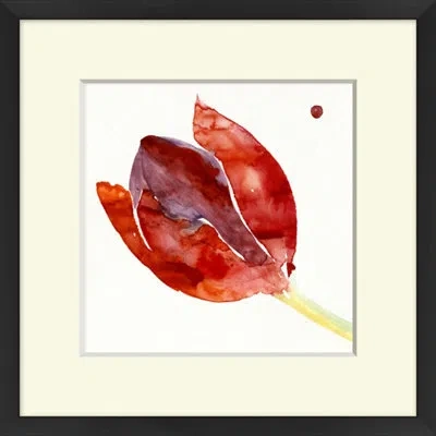 Wendover Art Group Tulip Study 4 - Picture Frame Painting On Paper In Red;yellow