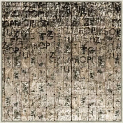 Wendover Art Group Type Block 1 By Thom Filicia - Floater Frame Painting On Canvas In Brown;gray;beige