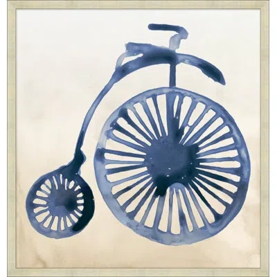 Wendover Art Group Unicycle 1 - Picture Frame Painting On Paper In Blue;beige