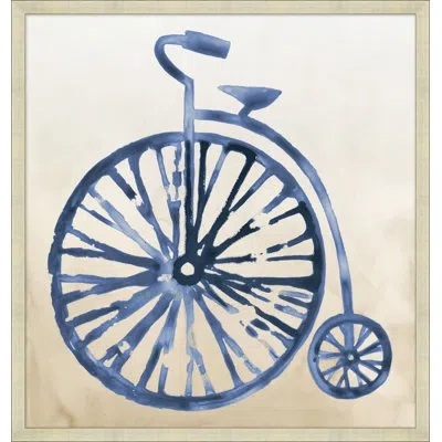 Wendover Art Group Unicycle 2 - Picture Frame Painting On Paper In Blue;beige