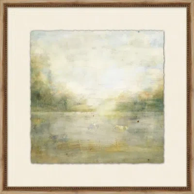 Wendover Art Group Unsettled Province 5 - Picture Frame Painting On Paper In Blue;white;green