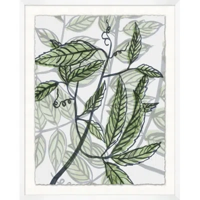 Wendover Art Group Urban Leaves 2 - Picture Frame Painting On Paper In Black;white;green