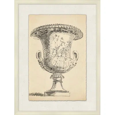 Wendover Art Group Urn Sketch 3 - Picture Frame Drawing Print On Paper In Black;ivory