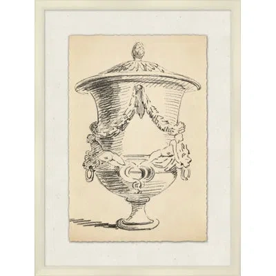 Wendover Art Group Urn Sketch 4 - Picture Frame Drawing Print On Paper In Black;ivory