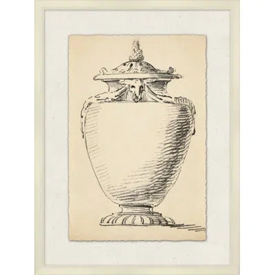 Wendover Art Group Urn Sketch 5 - Picture Frame Drawing Print On Paper In Black;ivory