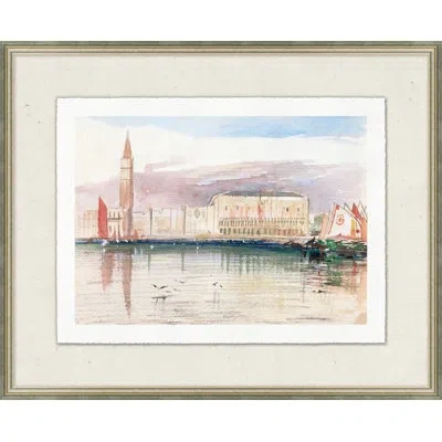 Wendover Art Group View From The Lagoon 1 - Picture Frame Painting In Blue;beige;purple