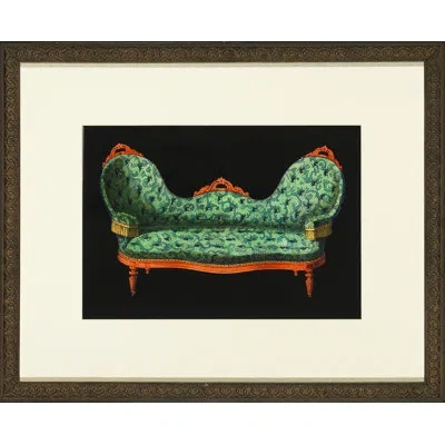 Wendover Art Group Vintage Green Couch - Picture Frame Graphic Art In Black;green;orange