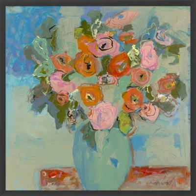 Wendover Art Group Vintage Poppy Bouquet 2 - Picture Frame Painting Set On Canvas In Multi