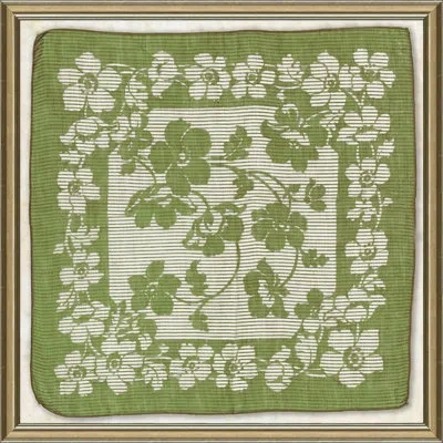 Wendover Art Group Vintage Silk Handkerchief V - Picture Frame Photograph On Paper In White;green