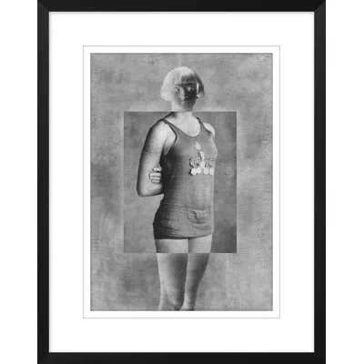 Wendover Art Group Vintage Swimmer 2 - Picture Frame Graphic Art On Paper In Black;gray