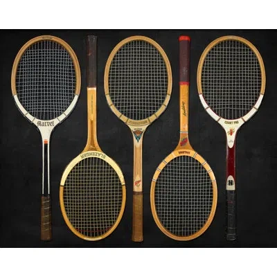 Wendover Art Group Vintage Tennis 3 - Single Picture Frame Print In Black,yellow,brown