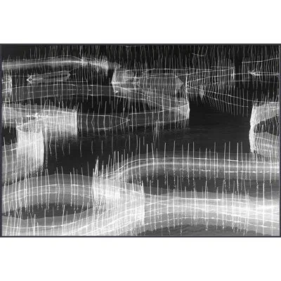 Wendover Art Group Waiting For The Catch Black By Thom Filicia - Floater Frame Graphic Art On Canvas In Black;white