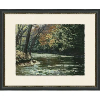 Wendover Art Group Wandering River 2 - Picture Frame Painting On Paper In Black;green;yellow
