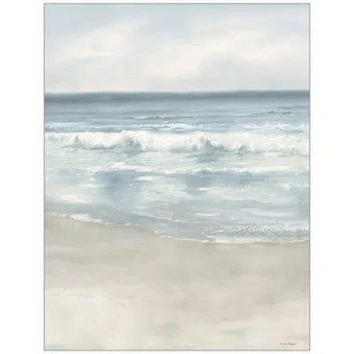 Wendover Art Group Watching The Wave - Floater Frame Print On Canvas In Light Blue,gray