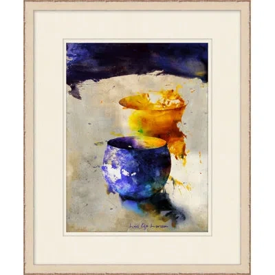 Wendover Art Group Watercolor Dishes 5 - Picture Frame Painting On Paper In Blue;beige;yellow